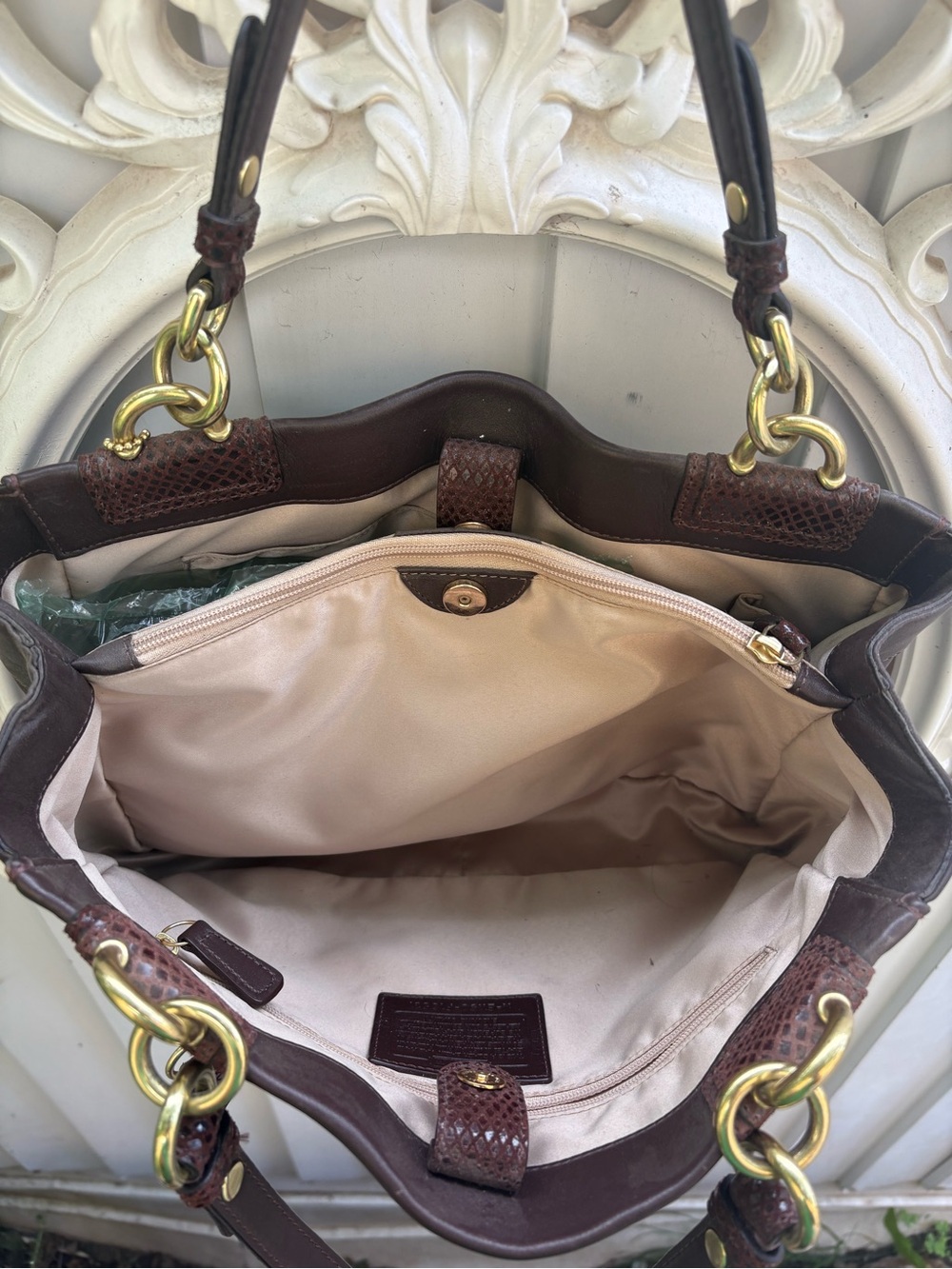 Vintage Coach Dark Brown Leather Penelope carry all satchel - Picture 6 of 10